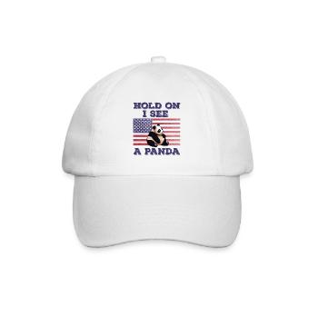 Panda American Flag Funny Original Gift - Baseball Cap - white/white - Front