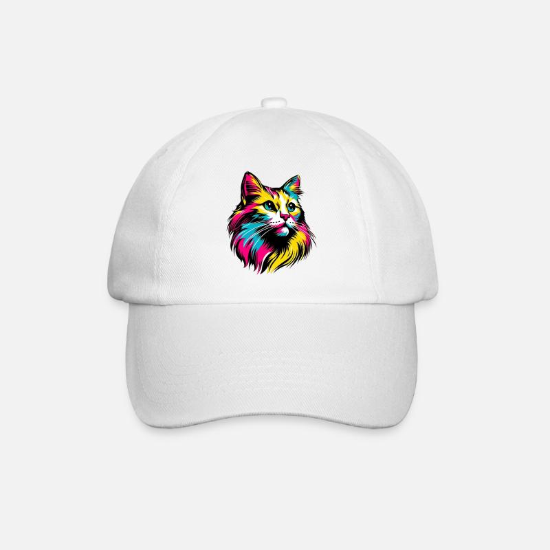 Katze - Baseballkappe - Weiß/Weiß