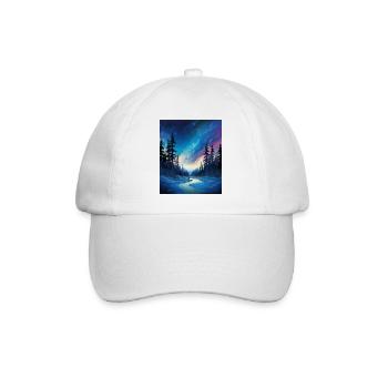 Wikinger: eiskalte Polarnacht mit Nordlichtern - Baseball Cap - white/white - Front