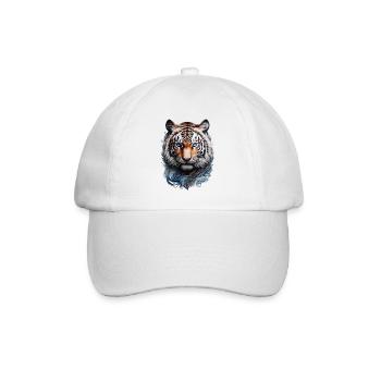 Tigre aux yeux bleus style tatouage Maori - Casquette classique - blanc/blanc - Devant
