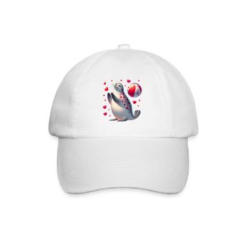T-shirt amusant à la plage pour la Saint-Valentin, sceau d'amour - Casquette classique - blanc/blanc - Devant