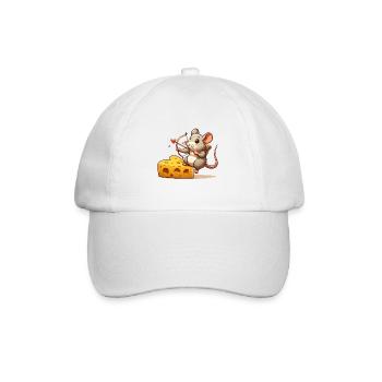 Ratten-Amor-Käse-Herz-Valentinstag-Nagetier - Baseballkappe - Weiß/Weiß - Vorne