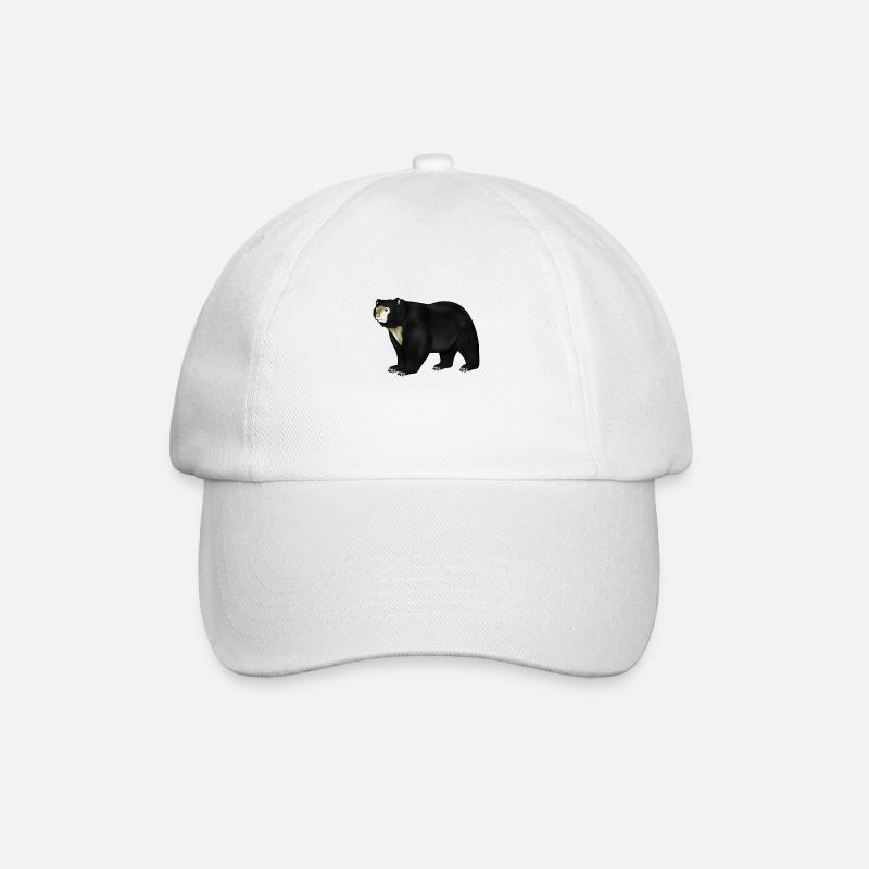 Zeichnung eines Brillenbär - Baseballkappe - Weiß/Weiß