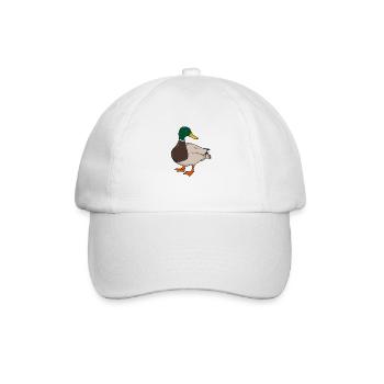Drawing of a mallard duck - Baseball Cap - white/white - Front