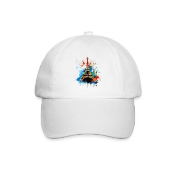 Paris, Eiffel Tower, France, City, Skyline, Art - Baseball Cap - white/white - Front