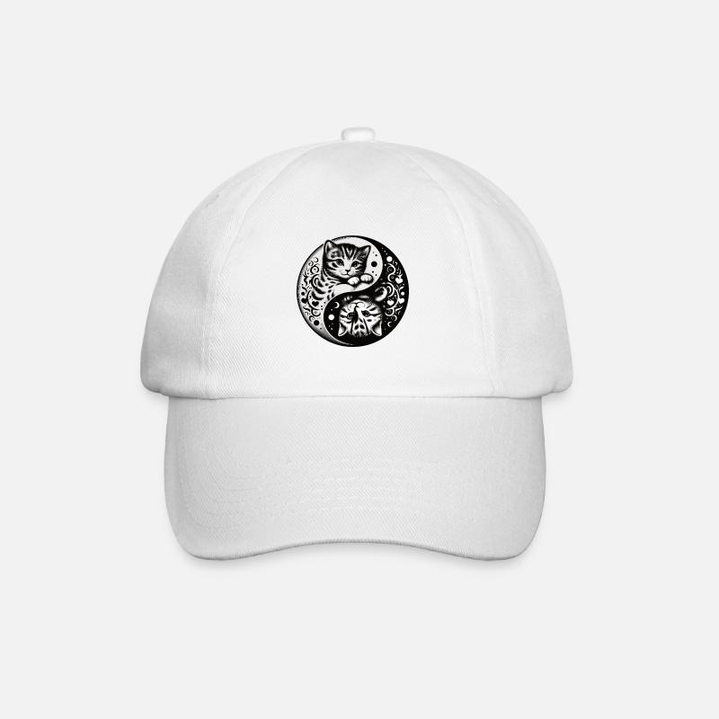 Ying Yang Kätzchen, schwarz und weiß - Baseballkappe - Weiß/Weiß
