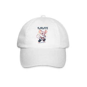 Lustige japanische Karate Maus Kawaii Karateka - Baseballkappe - Weiß/Weiß - Vorne
