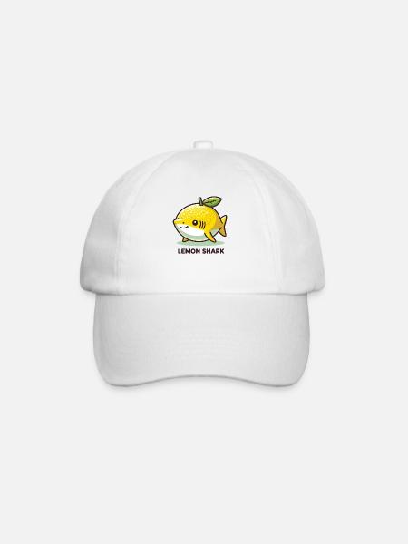 Lemon Shark Funny Animal Made of Fruit - Baseball Cap - white/white