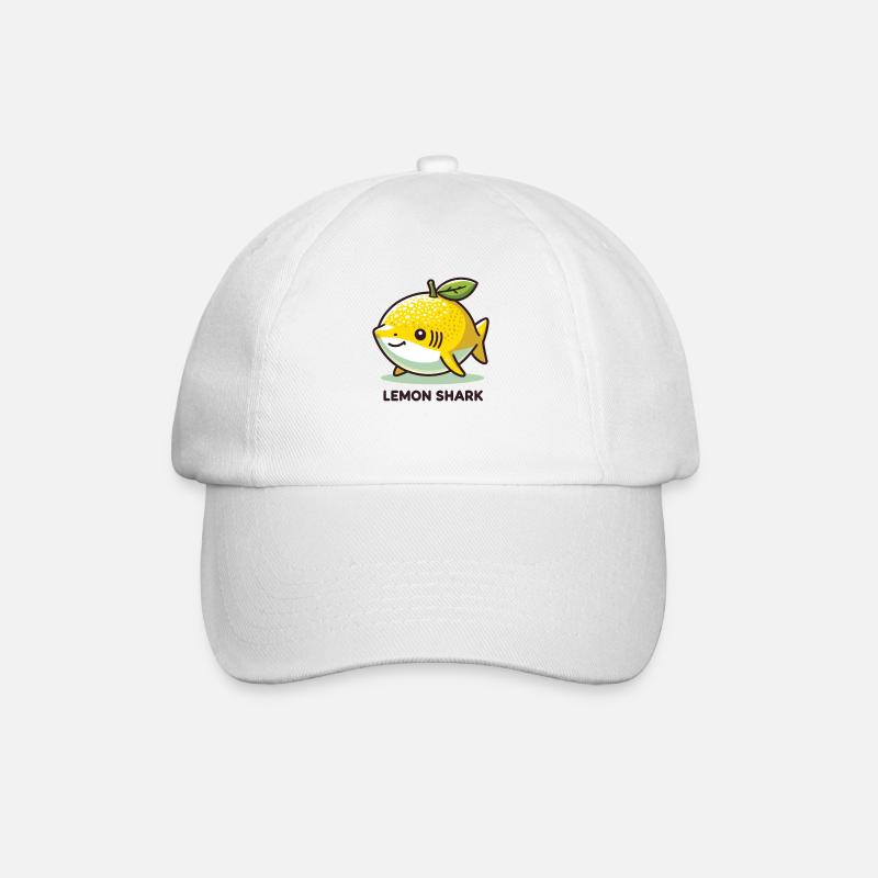 Zitrone Hai lustiges Tier aus Obst - Baseballkappe - Weiß/Weiß