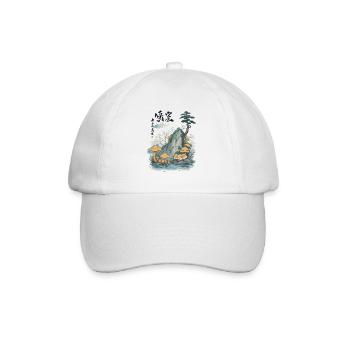 Ukiyo-E Pilz Kunst Vintage Japan Stil - Baseballkappe - Weiß/Weiß - Vorne