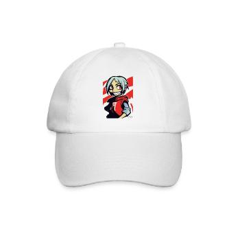 Anime Manga Mädchen beobachtet die Jungs - Baseballkappe - Weiß/Weiß - Vorne