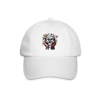 Heilende Hände Schädel T-Shirt Unterstützende Umarmung Mental - Baseballkappe - Weiß/Weiß - Vorne