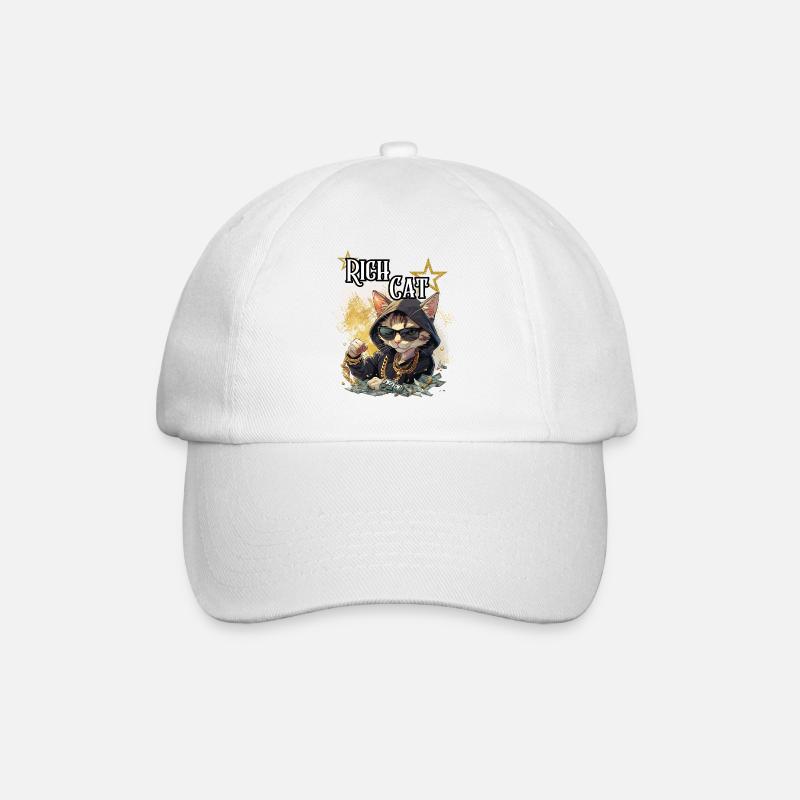 chat riche, humour, fun, fun, cool, luxe, riche, - Casquette classique - blanc/blanc