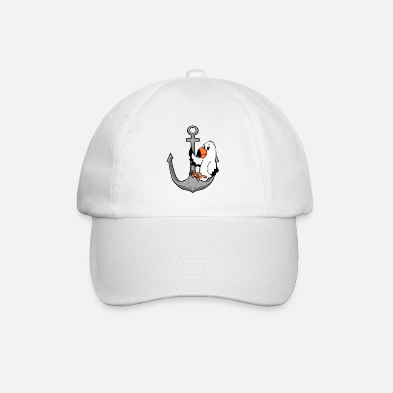 Anker Möwe Motiv - Baseballkappe - Weiß/Weiß