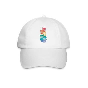Regenbogen Flag Pride LGBTQ süßer Hippo Stapel - Baseballkappe - Weiß/Weiß - Vorne