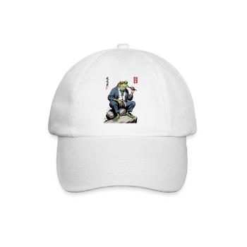 Eleganter Yokai Frosch Japan Streetwear - Baseballkappe - Weiß/Weiß - Vorne