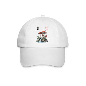 Mushroom Asian Toadstools Kanji Characters Mushrooms - Baseball Cap - white/white - Front