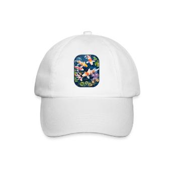 Koi-Teich-Abenteuer mit Hamster-T-Shirt - Baseballkappe - Weiß/Weiß - Vorne