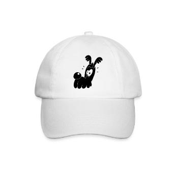 Lustiger schwarzer Hund - Baseballkappe - Weiß/Weiß - Vorne