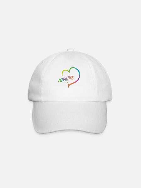 Nurse Midwife Birth Worker Heart - Baseball Cap - white/white