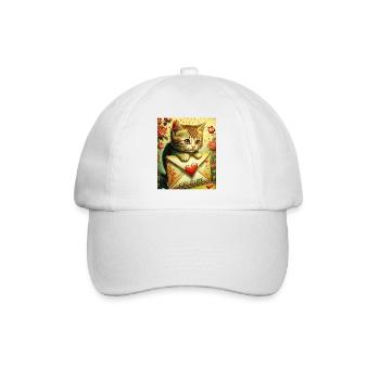 VALENTINSTAG KATZE BRIEF LIFE IS LOVE - Baseballkappe - Weiß/Weiß - Vorne