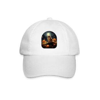 Chat de champignons au clair de lune baigné dans la lueur lunaire dans un - Casquette classique - blanc/blanc - Devant