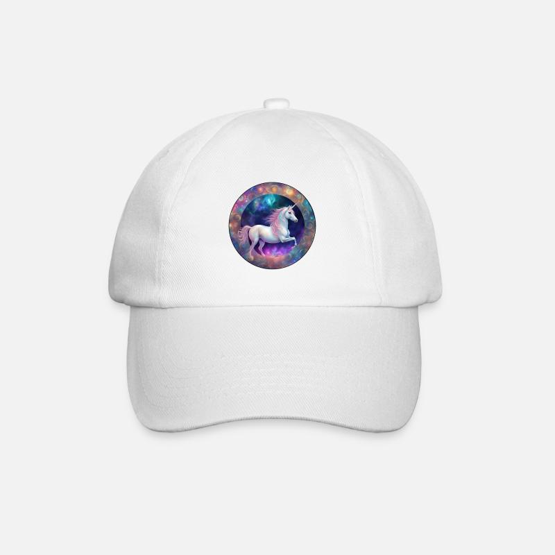 Galaktisches Einhorn Kreis - Baseballkappe - Weiß/Weiß