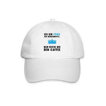 Morgenmuffel Kaffee-König Geschenkidee - Baseballkappe - Weiß/Weiß - Vorne
