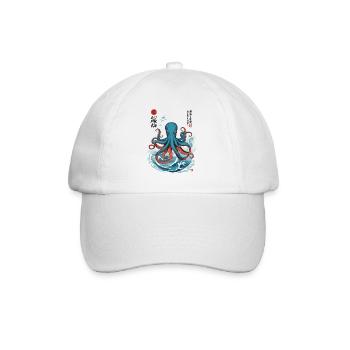 Oktopus Ukiyo-E Japan Meer Kraken Design - Baseballkappe - Weiß/Weiß - Vorne