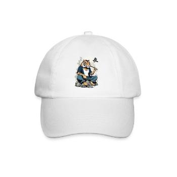 Japanese Smoking Tiger Streetwear Art Style - Baseball Cap - white/white - Front
