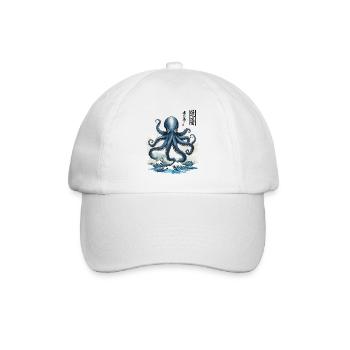 Japanese Ukiyo-E Octopus Sea Artwork - Baseball Cap - white/white - Front