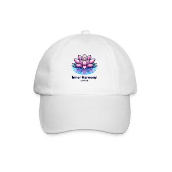 Inner Harmony Lotus - Heiteres Wasser- und Blumendesign - Baseballkappe - Weiß/Weiß - Vorne