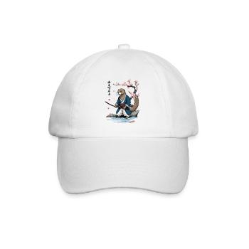 Cute Samurai Otter Cherry Blossom Ukiyo-E Design - Baseball Cap - white/white - Front