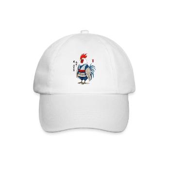 Year of the Rooster Vintage Ukiyo-E Streetwear - Baseball Cap - white/white - Front