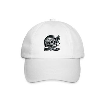 Equestrian Honor Totenkopf T-Shirt Edles Reiten und - Baseballkappe - Weiß/Weiß - Vorne