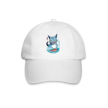 Cat Love Anime Aesthetic Streetwear Design - Baseball Cap - white/white - Front