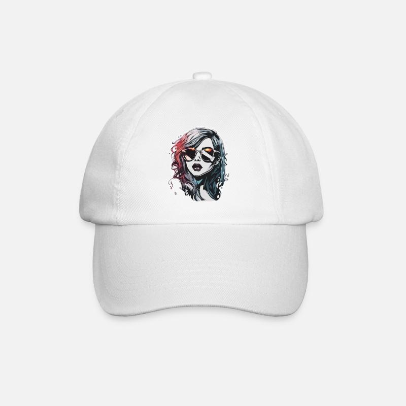 Frau / hübsch / Porträt / buntes Haar / Model - Baseballkappe - Weiß/Weiß
