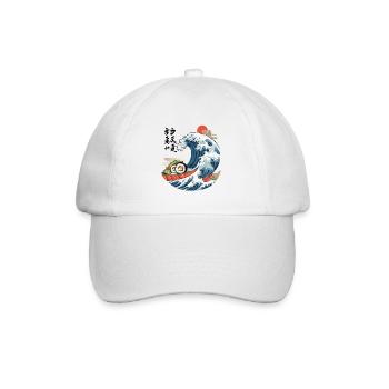 Sushi Ukiyo-E Welle Retro Japan Kunst - Baseballkappe - Weiß/Weiß - Vorne