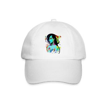Neon Porträt Farbexplosion - Baseballkappe - Weiß/Weiß - Vorne