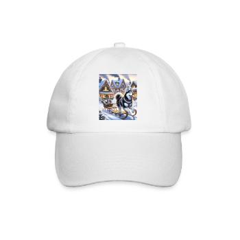 Siberian Husky Cottagecore Winter Wonderland Men - Baseball Cap - white/white - Front