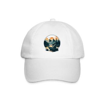 Scène sereine du pêcheur du lac de montagne - Casquette classique - blanc/blanc - Devant
