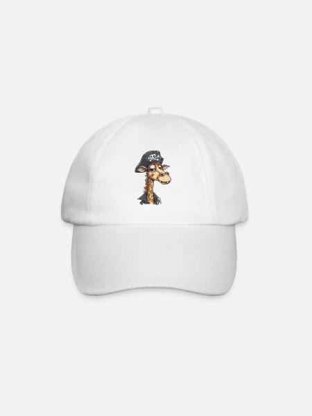 Großer Spaß: Lächelnde Piraten Giraffe - Baseballkappe - Weiß/Weiß