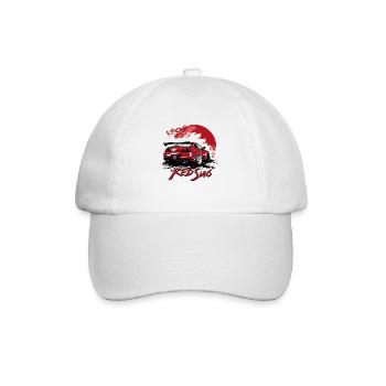 Red Suns Cartoon JDM Street Racer Car - Baseball Cap - white/white - Front