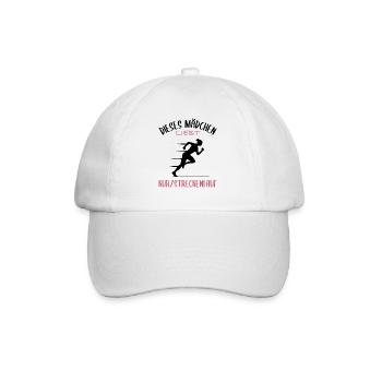 Sprintliebe – Für schnelle Mädchen - Baseballkappe - Weiß/Weiß - Vorne