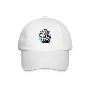 Kariertes Muster süßes Cartoon-Schaf - Baseballkappe - Weiß/Weiß - Vorne