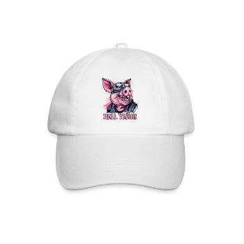 Hell Yeah, Motorrad-Biker-Schwein - Baseballkappe - Weiß/Weiß - Vorne