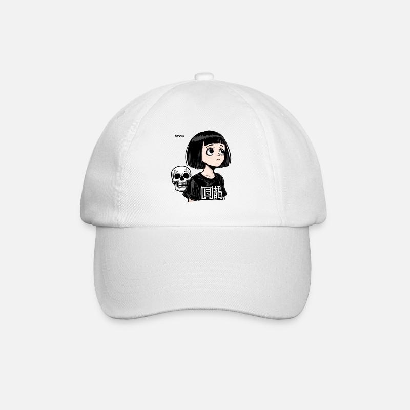 Modern Anime Manga Mädchen mit Dämonen Totenkopf - Baseballkappe - Weiß/Weiß