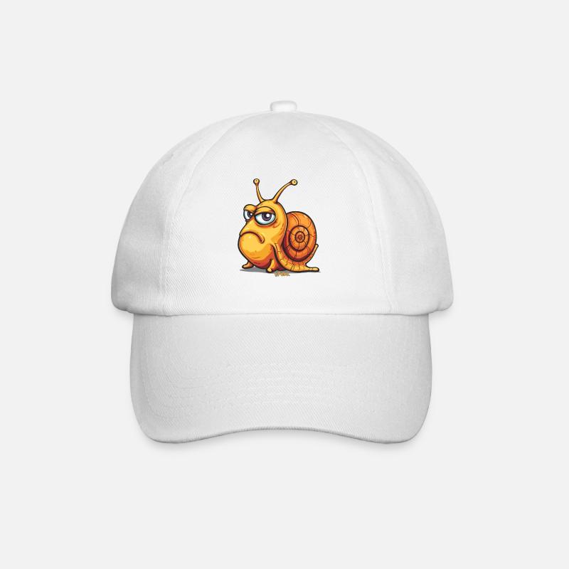 Lustige schlechte Laune: Cartoon Schnecke - Baseballkappe - Weiß/Weiß
