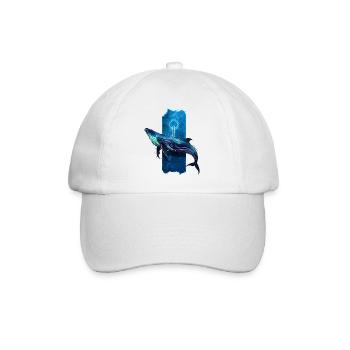 Ocean Majesty: Eleganter Blauwal - Baseballkappe - Weiß/Weiß - Vorne