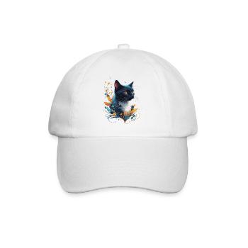 Bunte Katze - Baseballkappe - Weiß/Weiß - Vorne